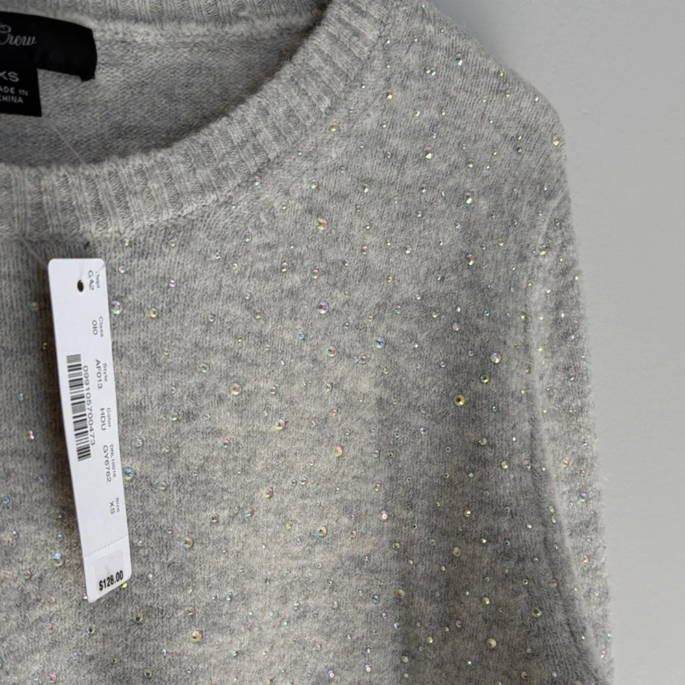 J. Crew Light Gray Sweater with Sparkle Accents - xs NWT - Picture 4 of 16